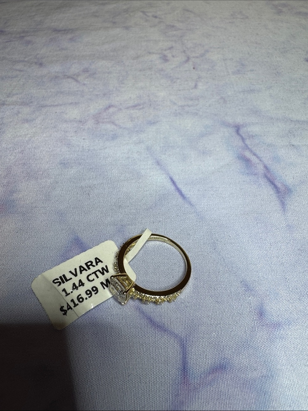 925 Silver Gold-Tone Asscher Cut 1.44 CTW Moissanite Ring with double band - Picture 2 of 5